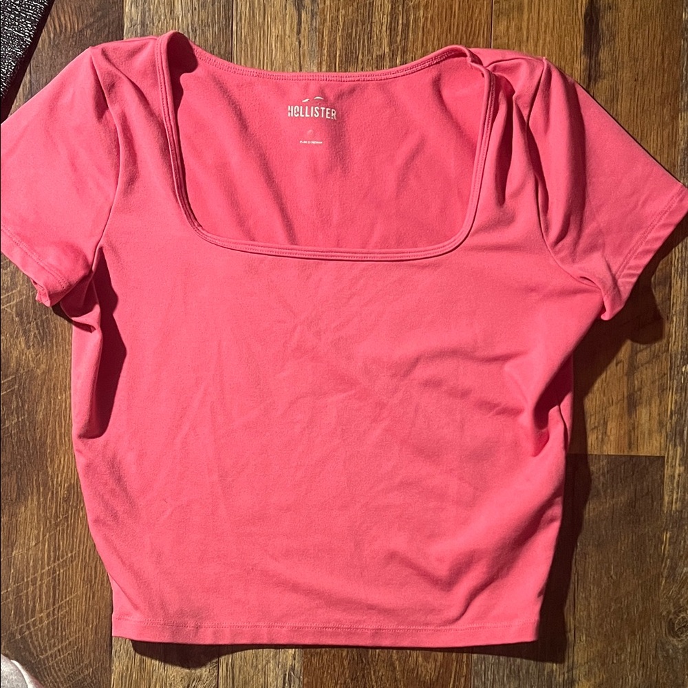Hollister Women's Coral Square Neck Crop Top